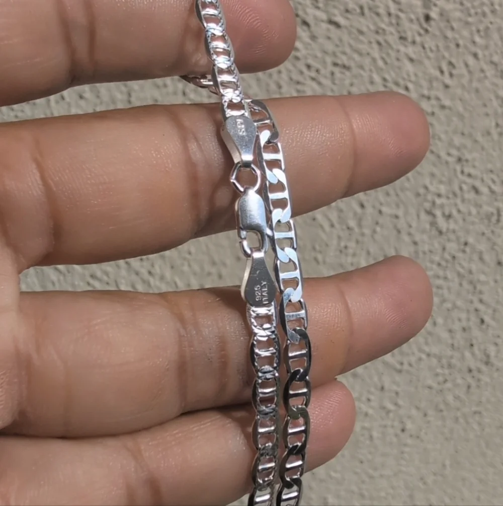925 Sterling Silver Flat Marina 1 Sided 100 DC 4.4mm Chain - CH670